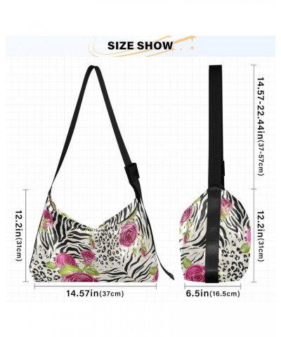 Rose Tiger Leopard Print Animal Womens Tote Bag Leather Shoulder Bag For Women Men Large Hobo Cross Body Bags Handbag $18.01 ...