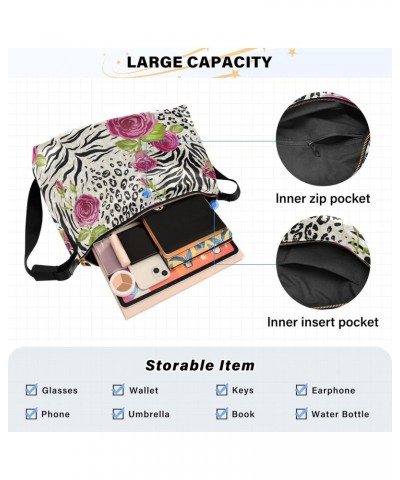 Rose Tiger Leopard Print Animal Womens Tote Bag Leather Shoulder Bag For Women Men Large Hobo Cross Body Bags Handbag $18.01 ...