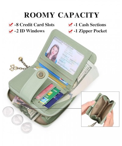 Wallet for Women Leather Small RFID Blocking Bifold Zipper Pocket Card Holder with ID Window A09 Light Green Lychee $13.51 Wa...