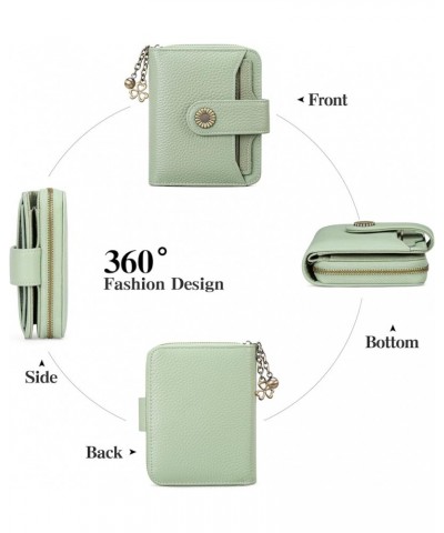 Wallet for Women Leather Small RFID Blocking Bifold Zipper Pocket Card Holder with ID Window A09 Light Green Lychee $13.51 Wa...