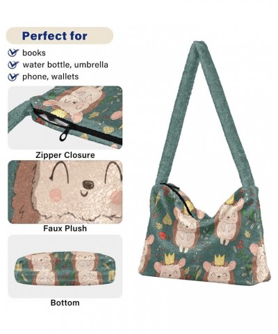 Princess Hedgehog Plush Shoulder Bag Furry Tote Handbag Purse Faux Fur Crossbody Bag for Women $8.61 Totes