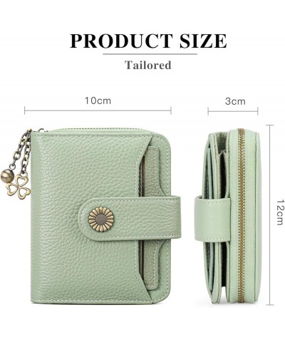 Wallet for Women Leather Small RFID Blocking Bifold Zipper Pocket Card Holder with ID Window A09 Light Green Lychee $13.51 Wa...