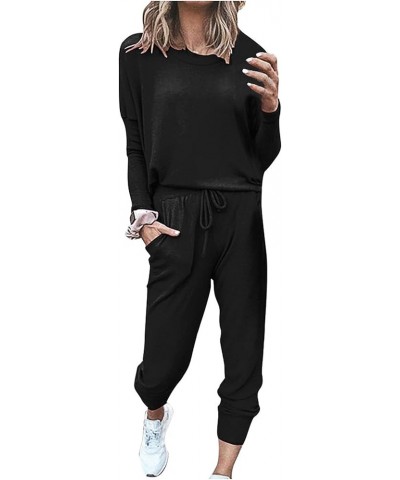 2 piece outfits for women Solid Color Long Sleeve Crewneck Pullover Tops And Long Pants Sweatsuits Tracksuits 9-blue $10.28 C...