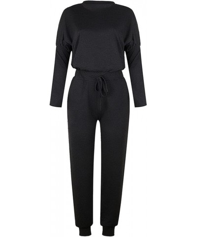 2 piece outfits for women Solid Color Long Sleeve Crewneck Pullover Tops And Long Pants Sweatsuits Tracksuits 9-blue $10.28 C...