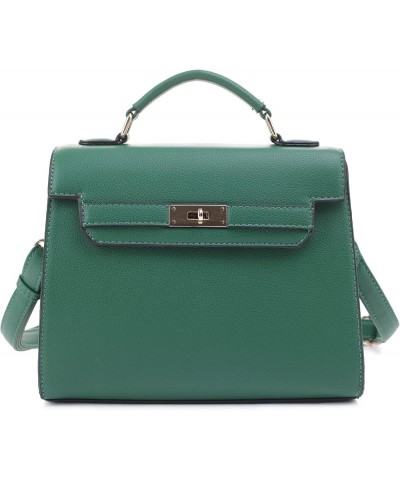 Women's Top Handle Satchel with Detachable Strap Small Pebbled Leather Crossbody Bag Kelly Green $26.36 Satchels