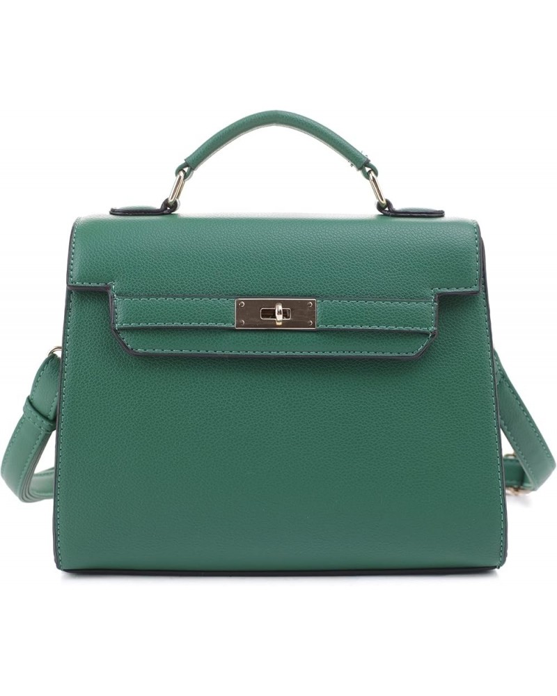 Women's Top Handle Satchel with Detachable Strap Small Pebbled Leather Crossbody Bag Kelly Green $26.36 Satchels