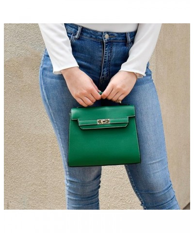 Women's Top Handle Satchel with Detachable Strap Small Pebbled Leather Crossbody Bag Kelly Green $26.36 Satchels