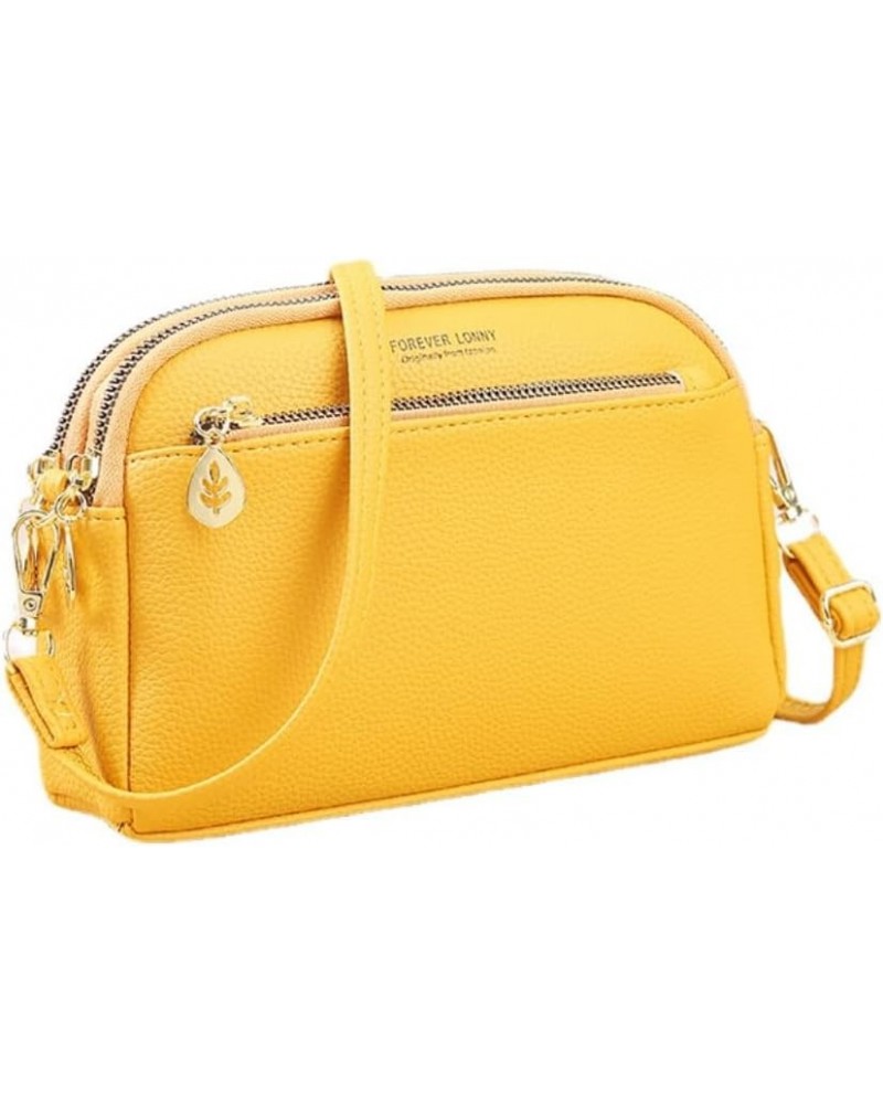 Crossbody Bag for Women Small Mini Leather Handbag Ladies Phone Pouch Girls Yellow $10.57 Crossbody Bags