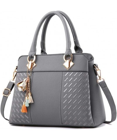 Top-Handle Handbags Purse Satchel for Women Soft PU Leather Crossbody Shoulder Bag with Tassel Pendant Drak Gray $12.21 Totes