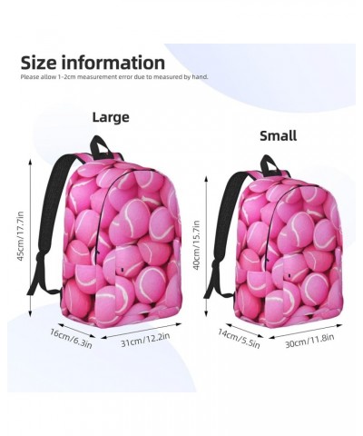 Bright Pink Tennis Balls Print Unisex Canvas Backpack Cute Backpack For Travel Sports Casual Aesthetic Backpack Black Medium ...