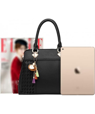 Top-Handle Handbags Purse Satchel for Women Soft PU Leather Crossbody Shoulder Bag with Tassel Pendant Drak Gray $12.21 Totes