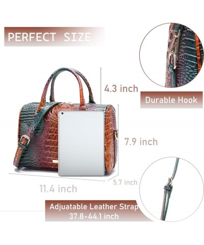 Top-Handle Crocodile Purses For Women Crossbody Leather Bags Trendy Large Capacity Tote with Shoulder Strap 1-peacock Blue $1...