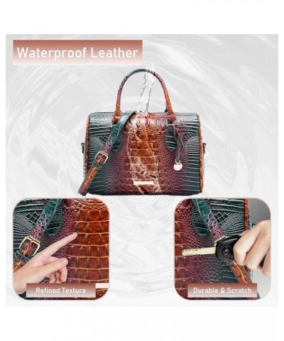 Top-Handle Crocodile Purses For Women Crossbody Leather Bags Trendy Large Capacity Tote with Shoulder Strap 1-peacock Blue $1...