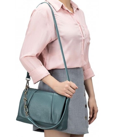 Crossbody Bags for Women Leather Pleated Cloud Shoulder Handbag with Adjustable Strap Blue $34.09 Crossbody Bags