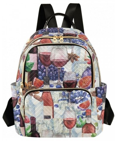 Watercolor Bottles and Glasses Of Red Wine Casual Fashion Polyester Travel Rucksack Shoulder Bag Color Small $18.50 Backpacks