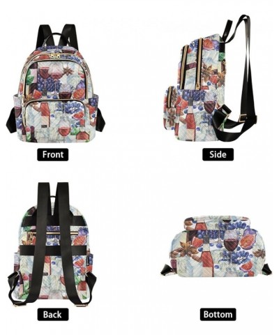 Watercolor Bottles and Glasses Of Red Wine Casual Fashion Polyester Travel Rucksack Shoulder Bag Color Small $18.50 Backpacks