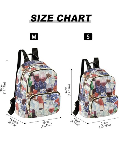 Watercolor Bottles and Glasses Of Red Wine Casual Fashion Polyester Travel Rucksack Shoulder Bag Color Small $18.50 Backpacks