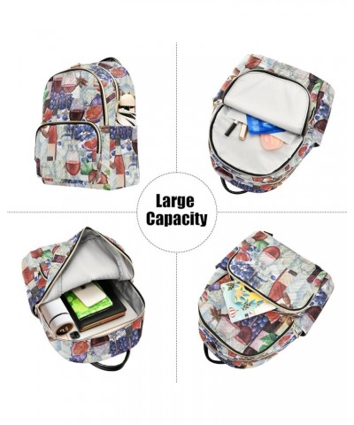 Watercolor Bottles and Glasses Of Red Wine Casual Fashion Polyester Travel Rucksack Shoulder Bag Color Small $18.50 Backpacks