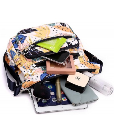 Nylon Floral Multi-Pocket Crossbody Purse Bags for Women Travel Shoulder Bag T09-leaves Leaves $14.81 Crossbody Bags