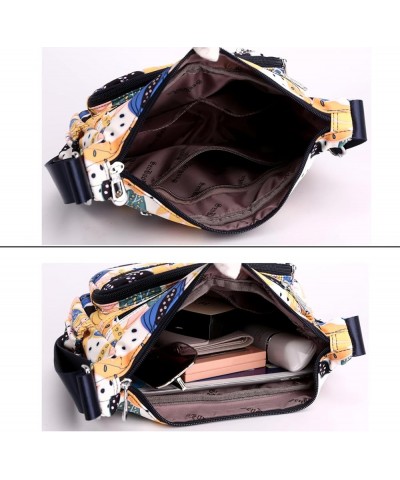 Nylon Floral Multi-Pocket Crossbody Purse Bags for Women Travel Shoulder Bag T09-leaves Leaves $14.81 Crossbody Bags