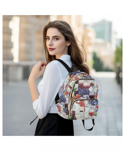 Watercolor Bottles and Glasses Of Red Wine Casual Fashion Polyester Travel Rucksack Shoulder Bag Color Small $18.50 Backpacks