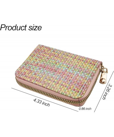 Credit Card Holder, PU Leather Purses for Women, Mini Womens Wallet Woven Texture Bifold Wallet with Zipper, Fashionable Smal...