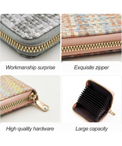 Credit Card Holder, PU Leather Purses for Women, Mini Womens Wallet Woven Texture Bifold Wallet with Zipper, Fashionable Smal...