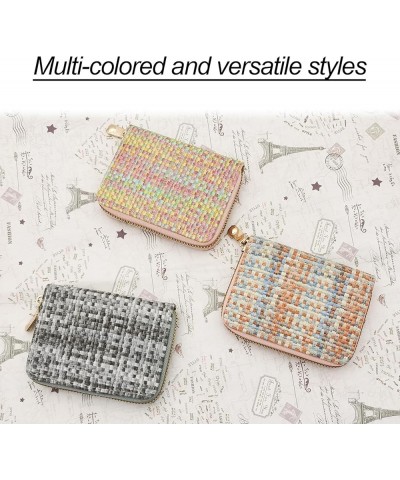 Credit Card Holder, PU Leather Purses for Women, Mini Womens Wallet Woven Texture Bifold Wallet with Zipper, Fashionable Smal...