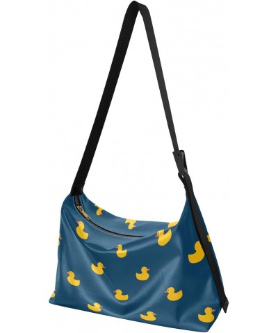 Blue Yellow Ducks Hobo Shoulder Bag for Women Men PU Leather Crossbody Bag Slouchy Tote Handbags for Travel Work $17.48 Totes