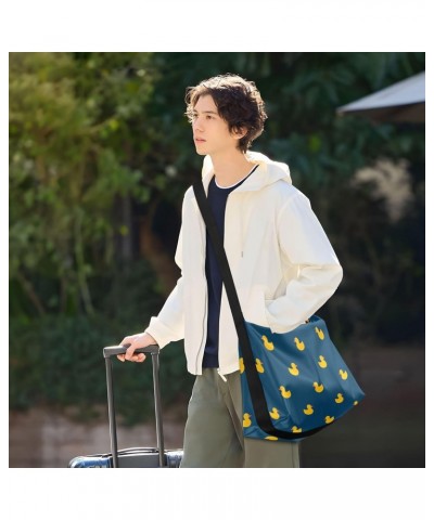 Blue Yellow Ducks Hobo Shoulder Bag for Women Men PU Leather Crossbody Bag Slouchy Tote Handbags for Travel Work $17.48 Totes