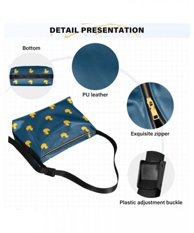 Blue Yellow Ducks Hobo Shoulder Bag for Women Men PU Leather Crossbody Bag Slouchy Tote Handbags for Travel Work $17.48 Totes