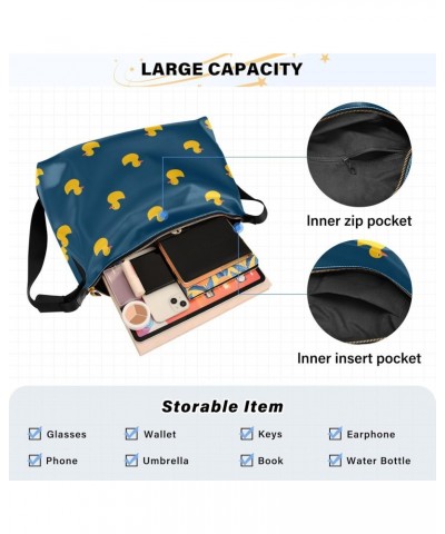 Blue Yellow Ducks Hobo Shoulder Bag for Women Men PU Leather Crossbody Bag Slouchy Tote Handbags for Travel Work $17.48 Totes