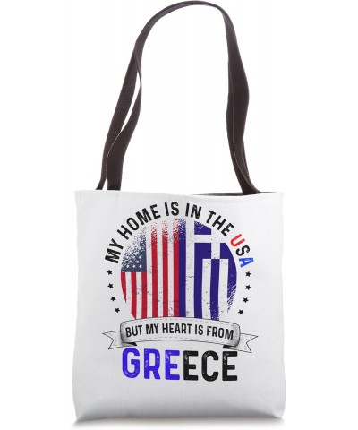 Greek American Patriot Heart is from Greece Flag Tote Bag $14.40 Totes