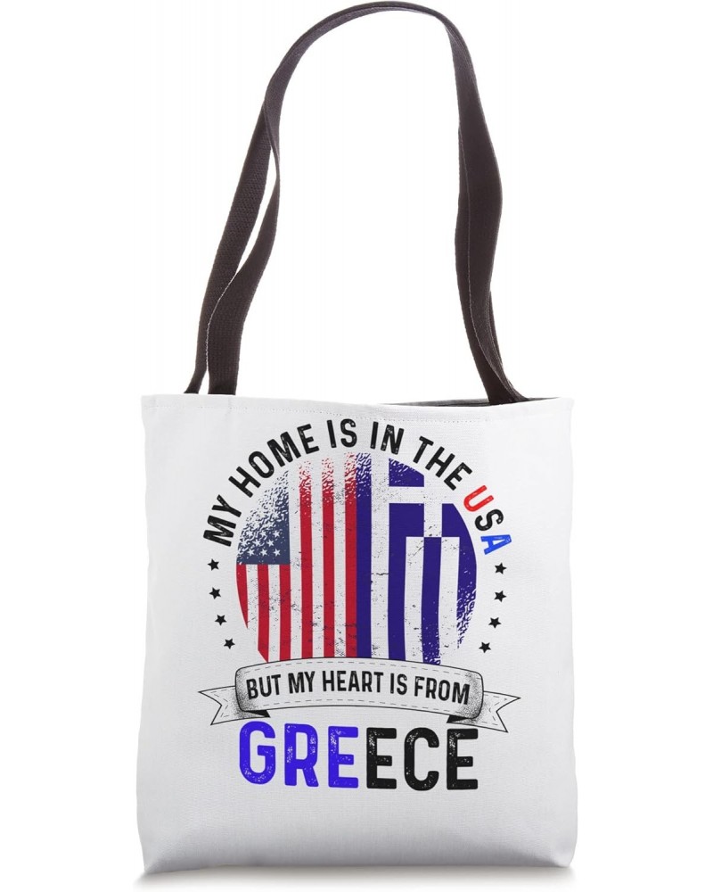 Greek American Patriot Heart is from Greece Flag Tote Bag $14.40 Totes