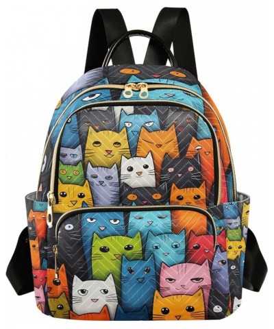 Colorful Cats Fashion Backpack Purse for Women, Casual Daypacks, Ladies Gift for Traveling Hiking Multicolor Medium $19.24 Ba...