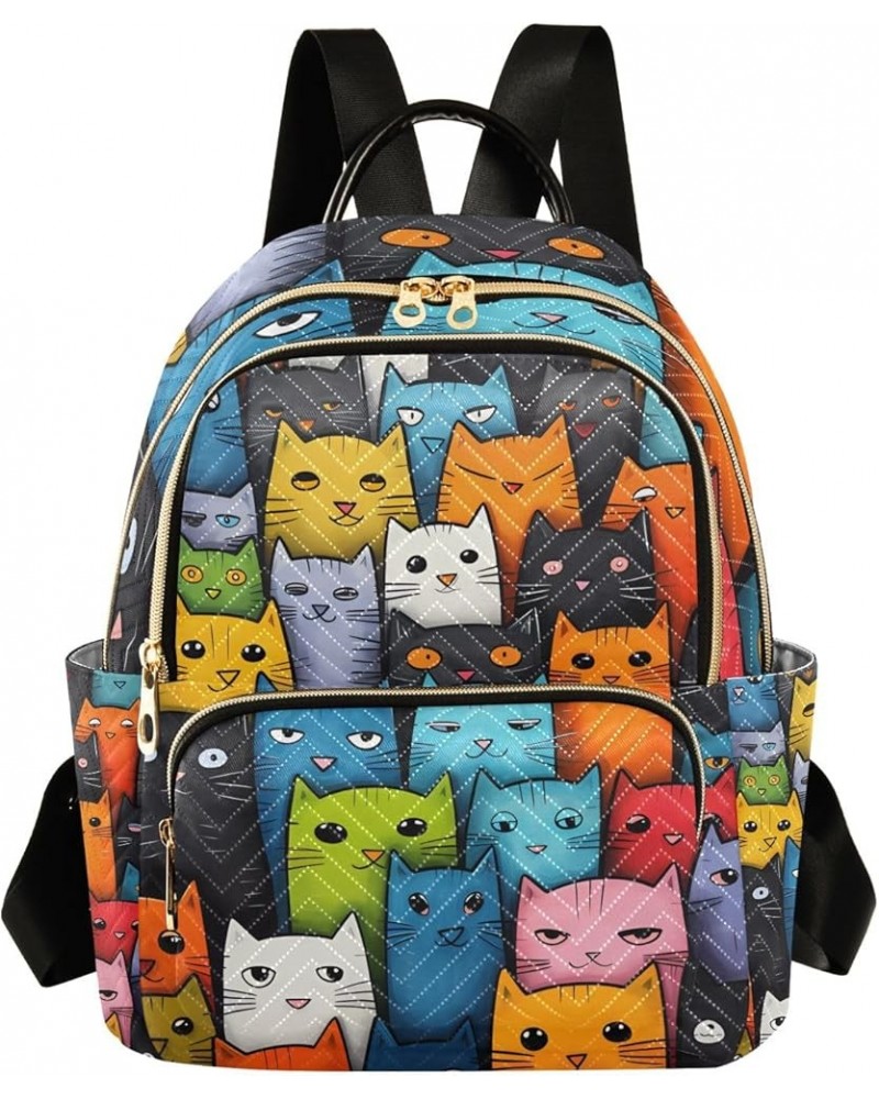 Colorful Cats Fashion Backpack Purse for Women, Casual Daypacks, Ladies Gift for Traveling Hiking Multicolor Medium $19.24 Ba...