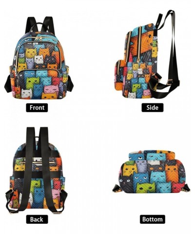 Colorful Cats Fashion Backpack Purse for Women, Casual Daypacks, Ladies Gift for Traveling Hiking Multicolor Medium $19.24 Ba...