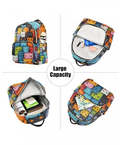 Colorful Cats Fashion Backpack Purse for Women, Casual Daypacks, Ladies Gift for Traveling Hiking Multicolor Medium $19.24 Ba...