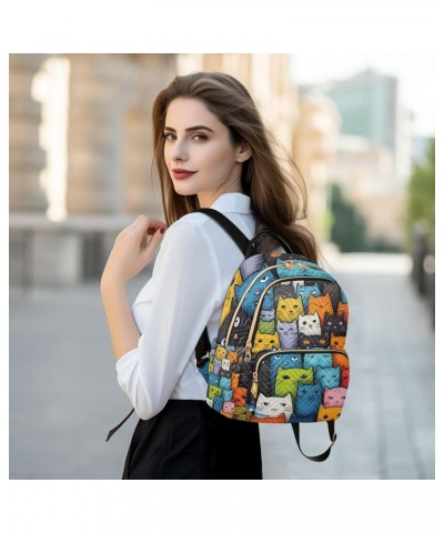 Colorful Cats Fashion Backpack Purse for Women, Casual Daypacks, Ladies Gift for Traveling Hiking Multicolor Medium $19.24 Ba...