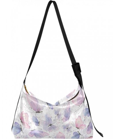 Pink Lilac Purple Butterflies Girls Wallet Crossbody Bag Leather Womens Bags Crossbody Zipper Bag $15.51 Hobo Bags