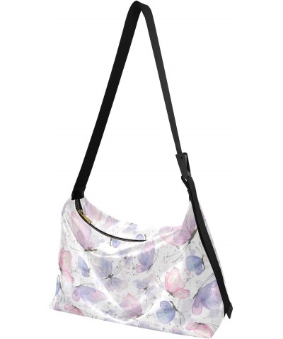 Pink Lilac Purple Butterflies Girls Wallet Crossbody Bag Leather Womens Bags Crossbody Zipper Bag $15.51 Hobo Bags