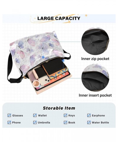 Pink Lilac Purple Butterflies Girls Wallet Crossbody Bag Leather Womens Bags Crossbody Zipper Bag $15.51 Hobo Bags