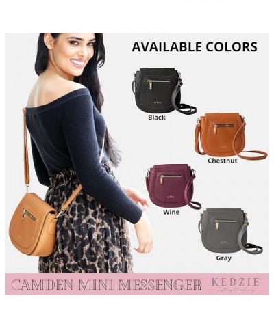 Camden Classic Mini Messenger in Vegan Leather Crossbody Bag Cell Phone Purse for Women Black $20.50 Crossbody Bags