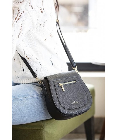 Camden Classic Mini Messenger in Vegan Leather Crossbody Bag Cell Phone Purse for Women Black $20.50 Crossbody Bags