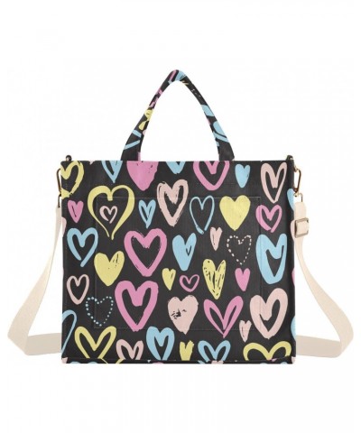 Colorful Hearts Corduroy Tote Bag for Women Hobo Crossbody Bags Valentine's Day Shoulder HandBag, S $10.57 Totes