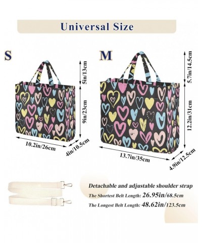 Colorful Hearts Corduroy Tote Bag for Women Hobo Crossbody Bags Valentine's Day Shoulder HandBag, S $10.57 Totes