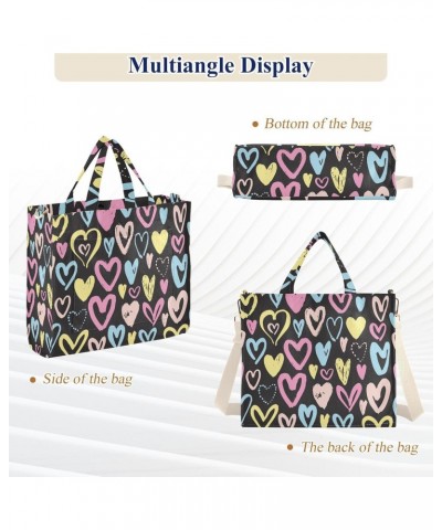 Colorful Hearts Corduroy Tote Bag for Women Hobo Crossbody Bags Valentine's Day Shoulder HandBag, S $10.57 Totes