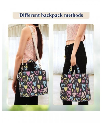 Colorful Hearts Corduroy Tote Bag for Women Hobo Crossbody Bags Valentine's Day Shoulder HandBag, S $10.57 Totes