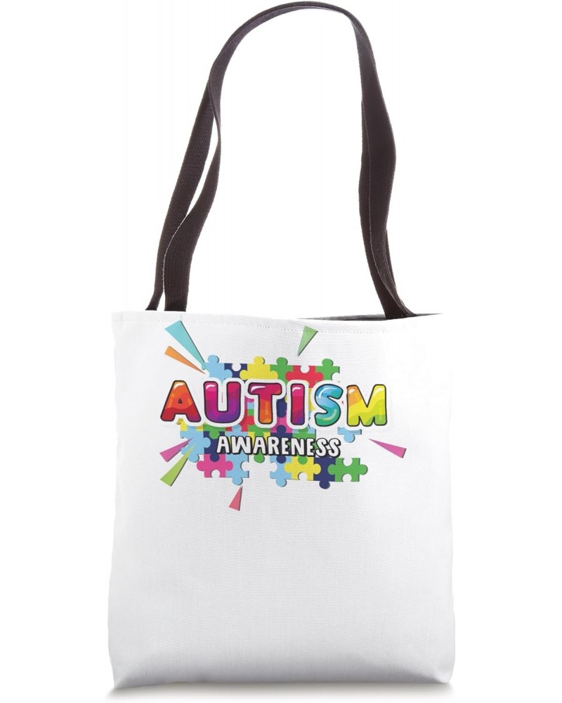 Autism Awareness Color Splash Colorful Puzzles Creative Tote Bag $16.19 Totes