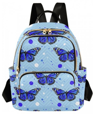 Small Backpack for Women Travel Bag Blue Dots Butterflies Daypack Purse Fashion Shoulder Bag Rucksack Small B72 $15.59 Backpacks